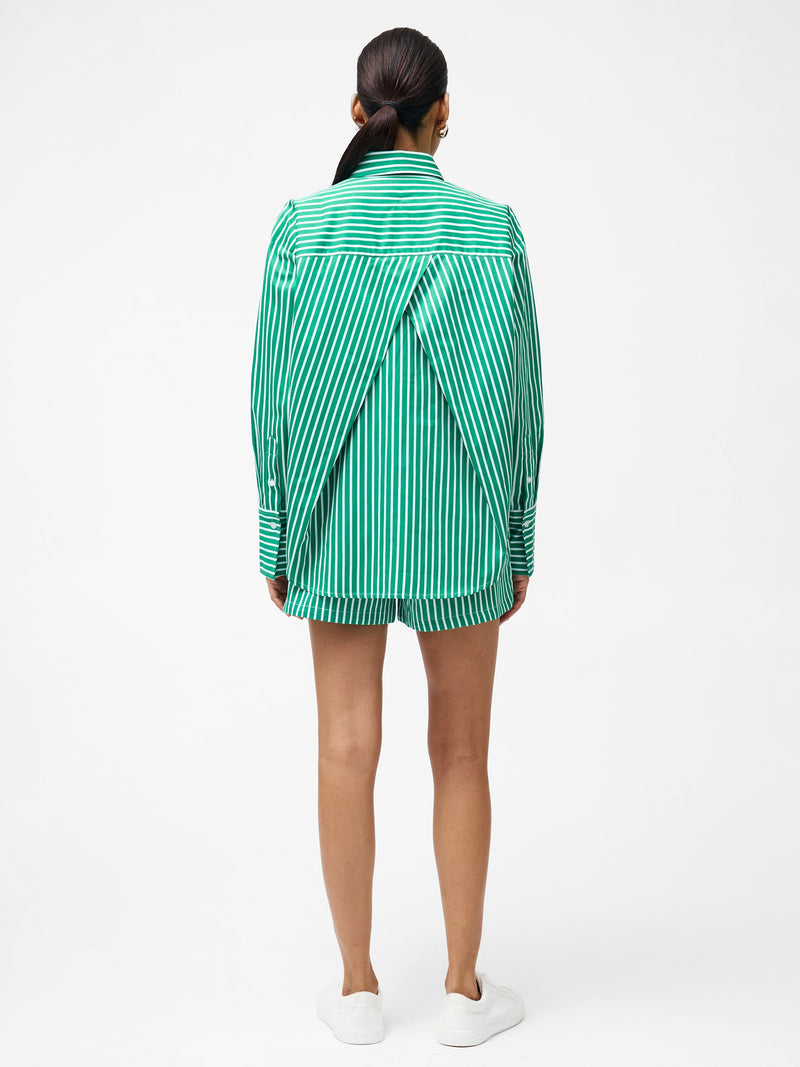 Alexis Cotton Angled Yoke Striped Shirt