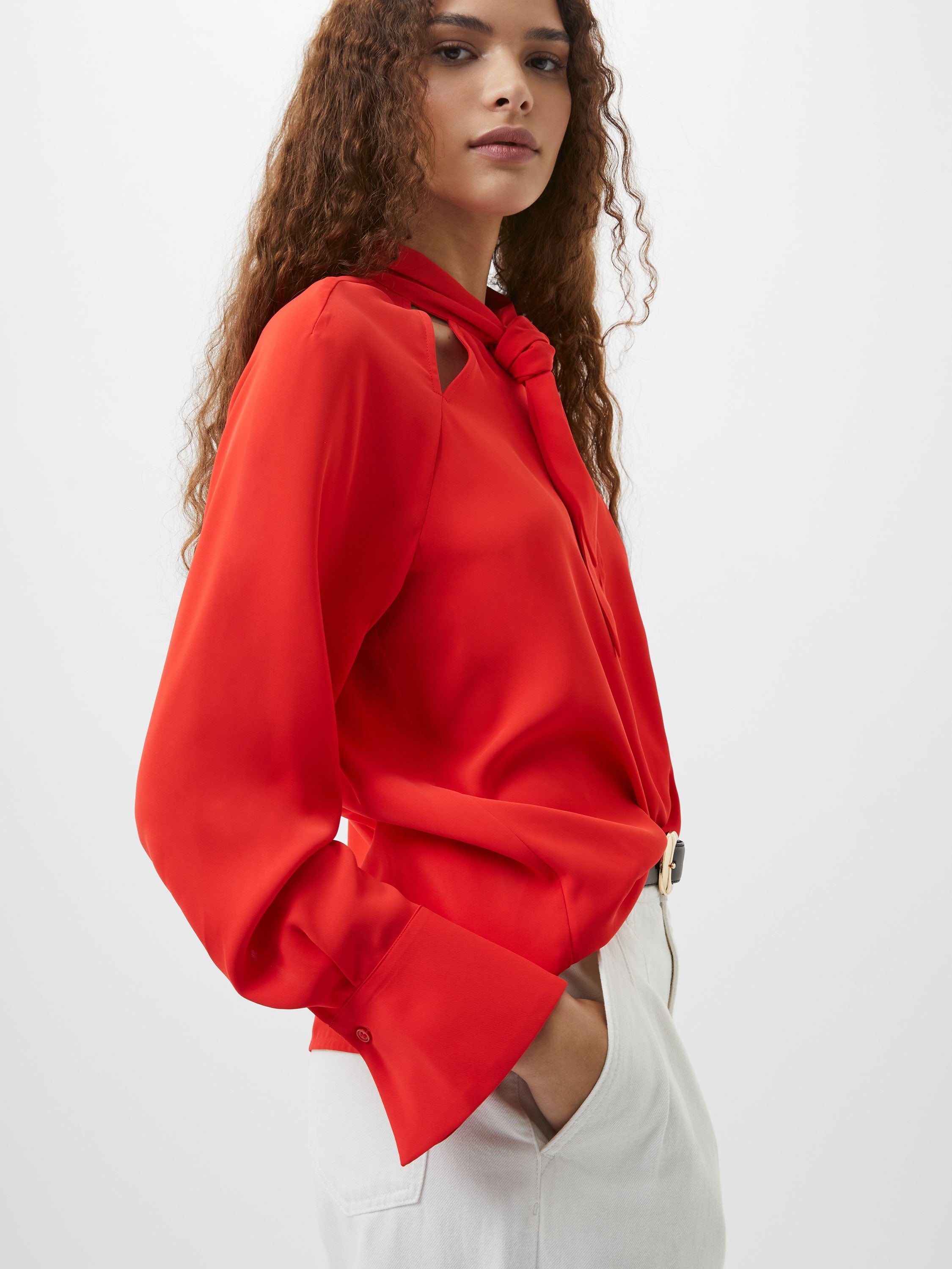 Carmen Recycled Crepe Tie Neck Blouse