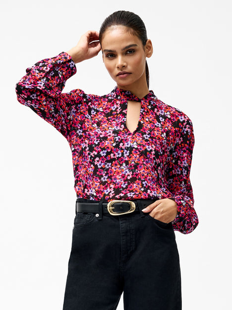 Jennifer Long Sleeve Keyhole Blouse