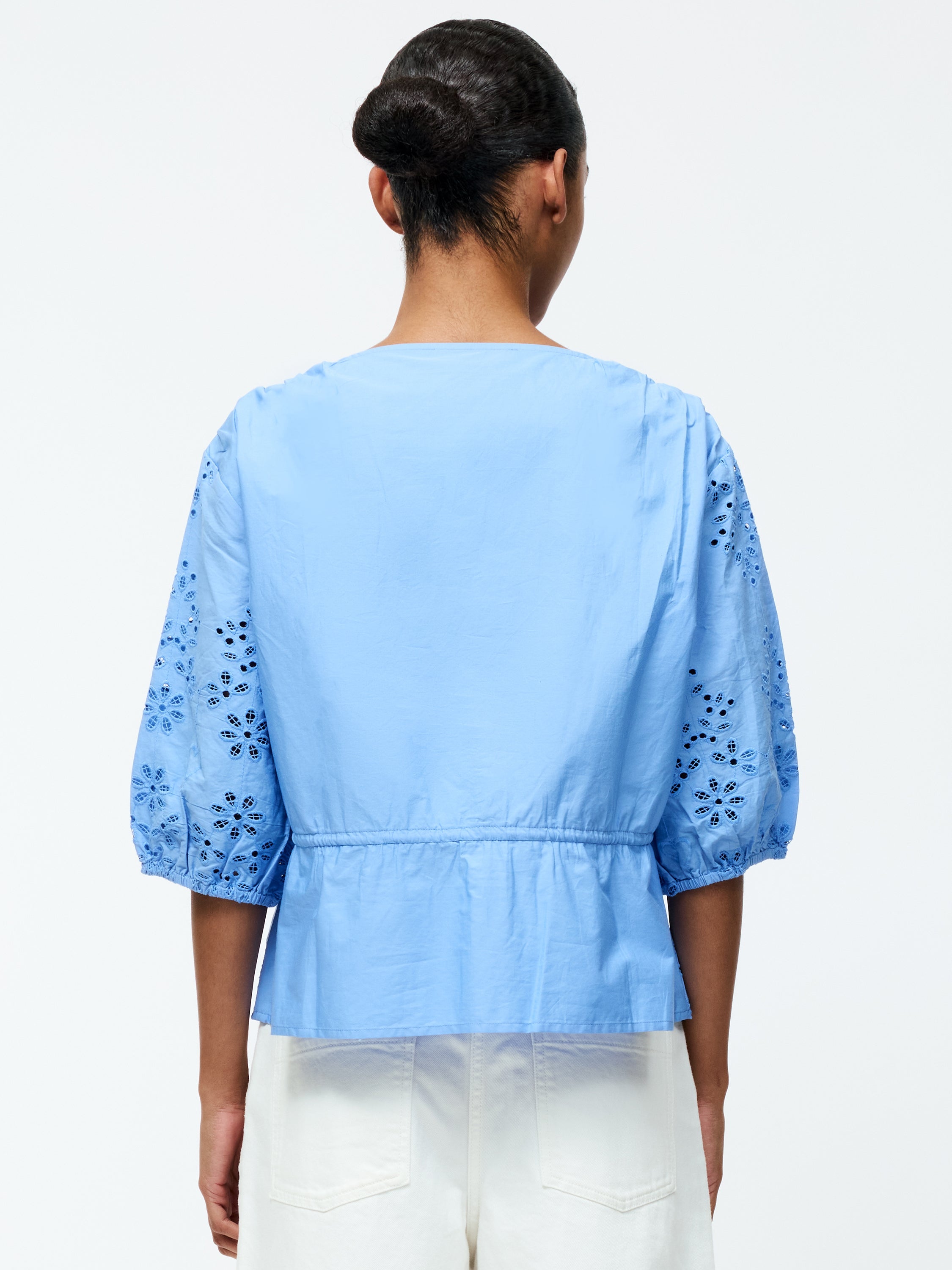 Cambria Cotton Puff Sleeve Broderie Top