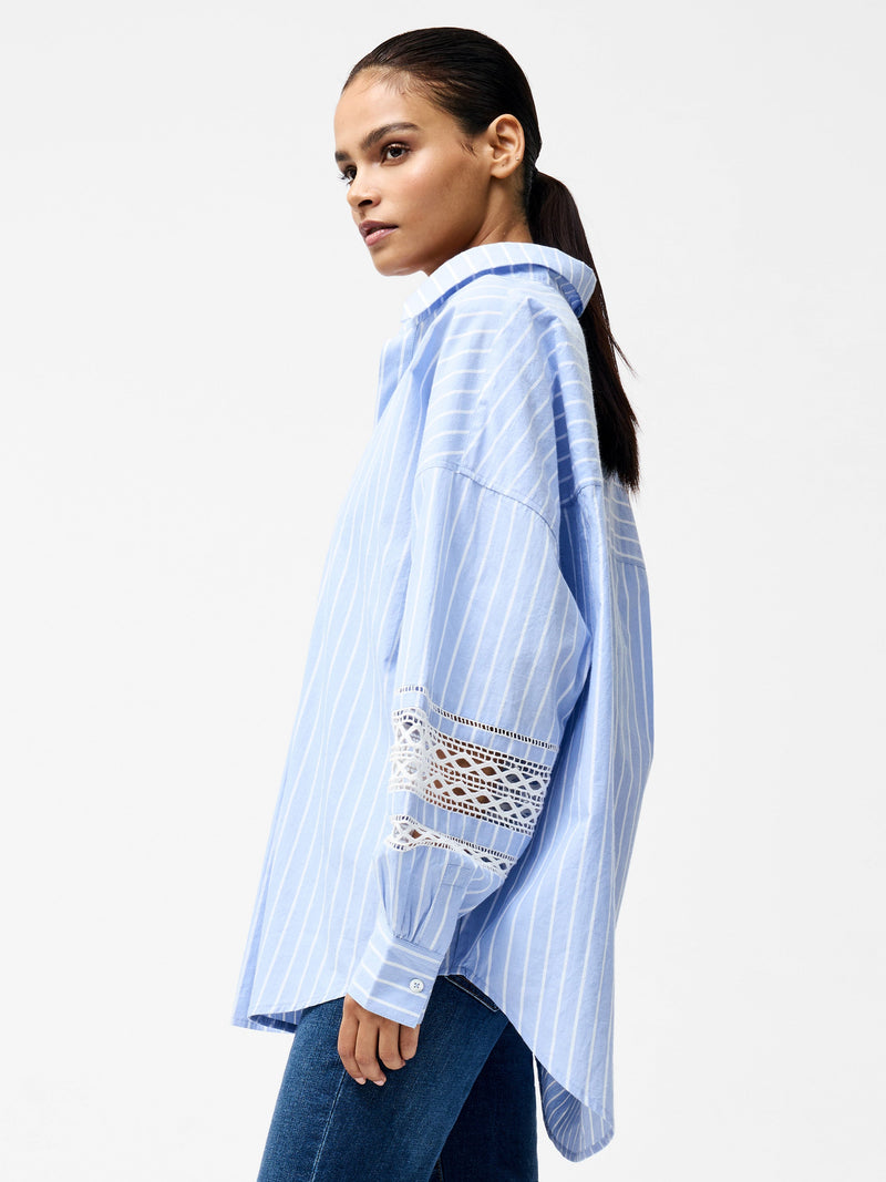 Cambria Cotton Stripe Embroidered Popover Shirt