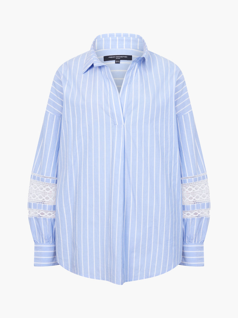 Cambria Cotton Stripe Embroidered Popover Shirt