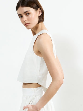 Pinstripe Poplin Shell Top