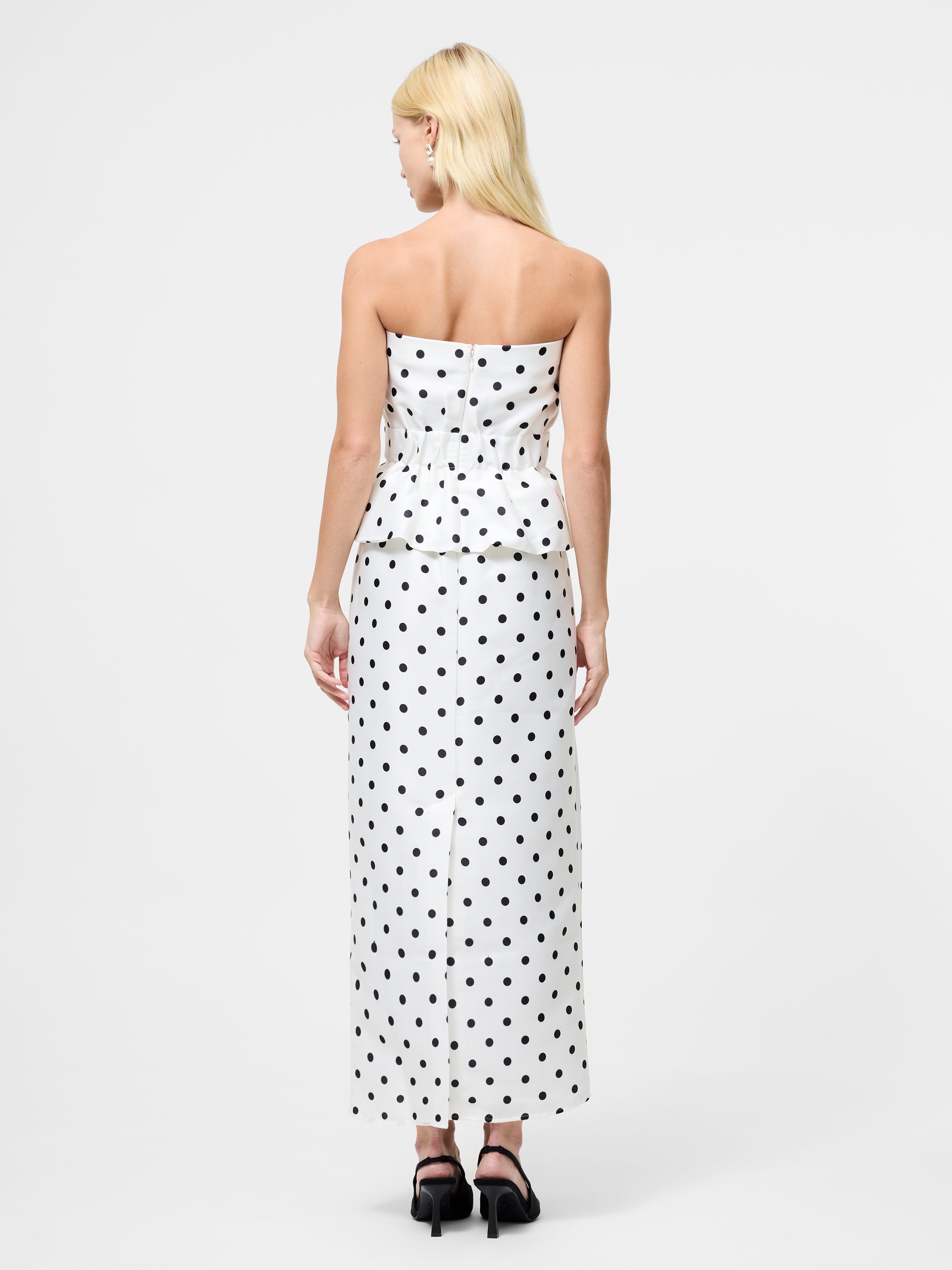 Strapless Polka Dot Peplum Top