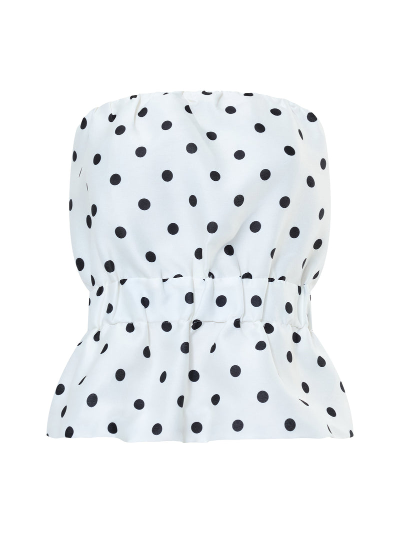 Strapless Polka Dot Peplum Top