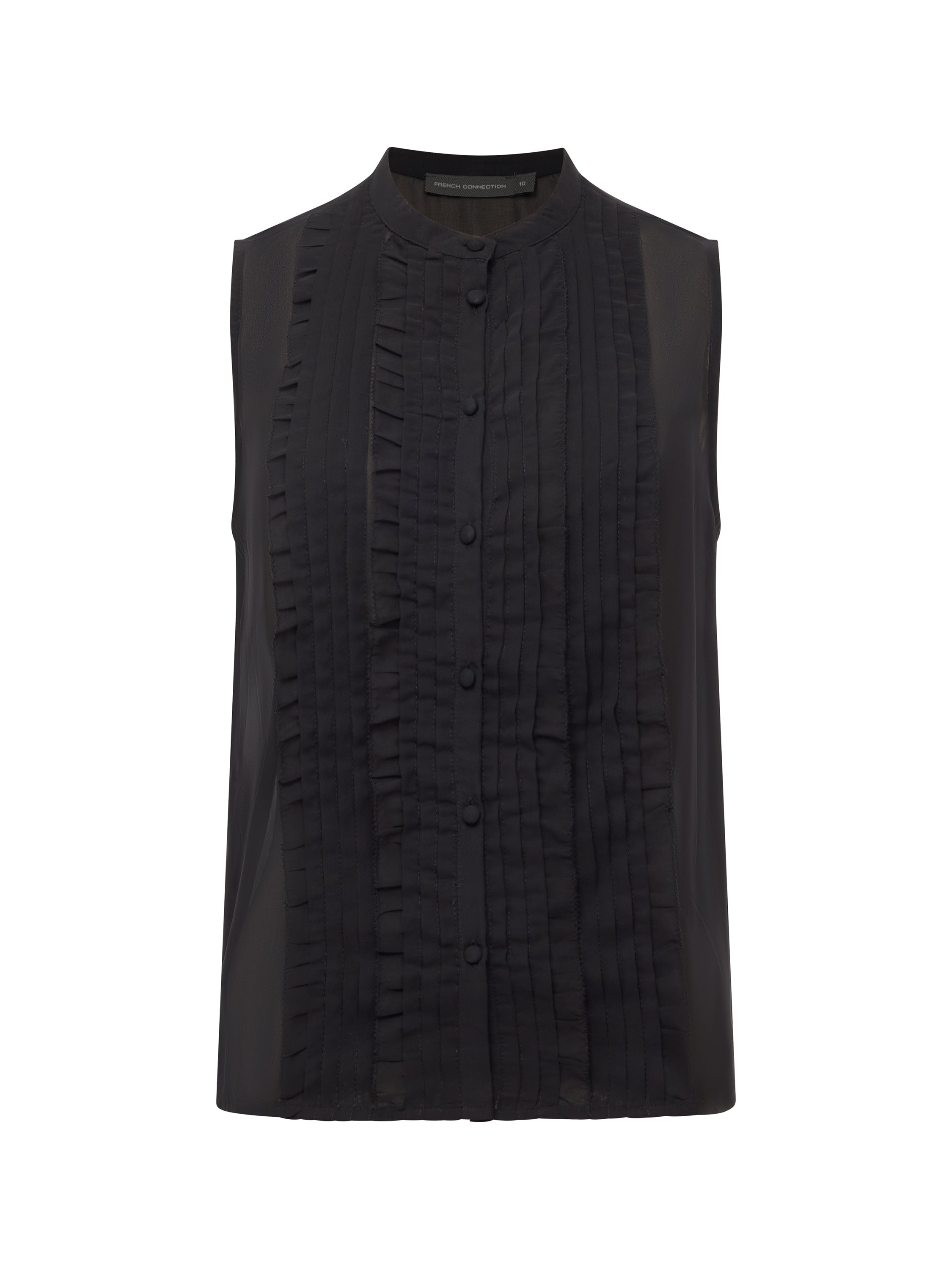 Frill Sleeveless Henley Button Down Tank Top