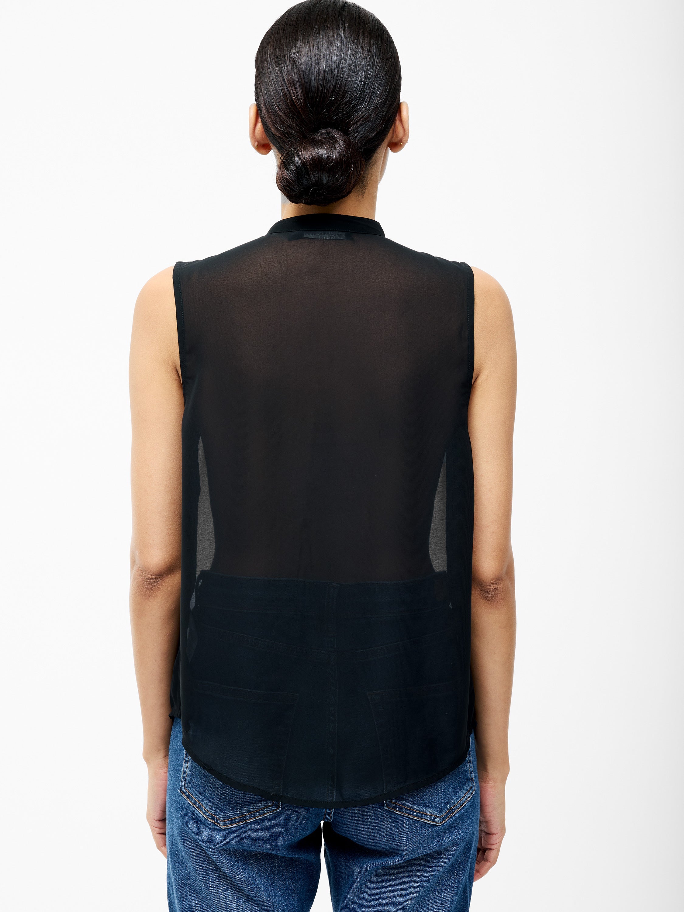 Frill Sleeveless Henley Button Down Tank Top