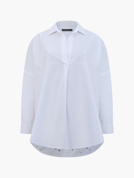 Broderie Back Long Sleeve Popover Shirt