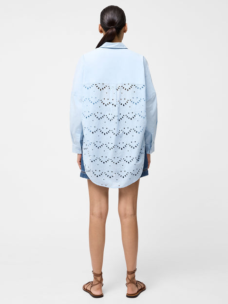 Broderie Back Long Sleeve Popover Shirt