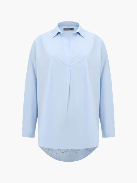 Broderie Back Long Sleeve Popover Shirt