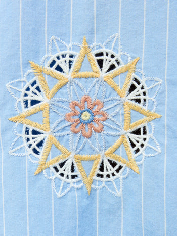 Embroidered Poplin Stripe Popover Shirt