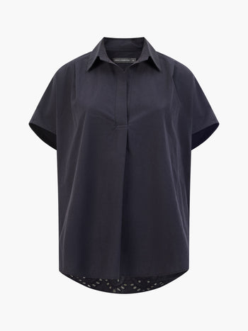 Broderie Back Short Sleeve Popover Shirt