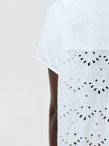 Broderie Back Short Sleeve Popover Shirt