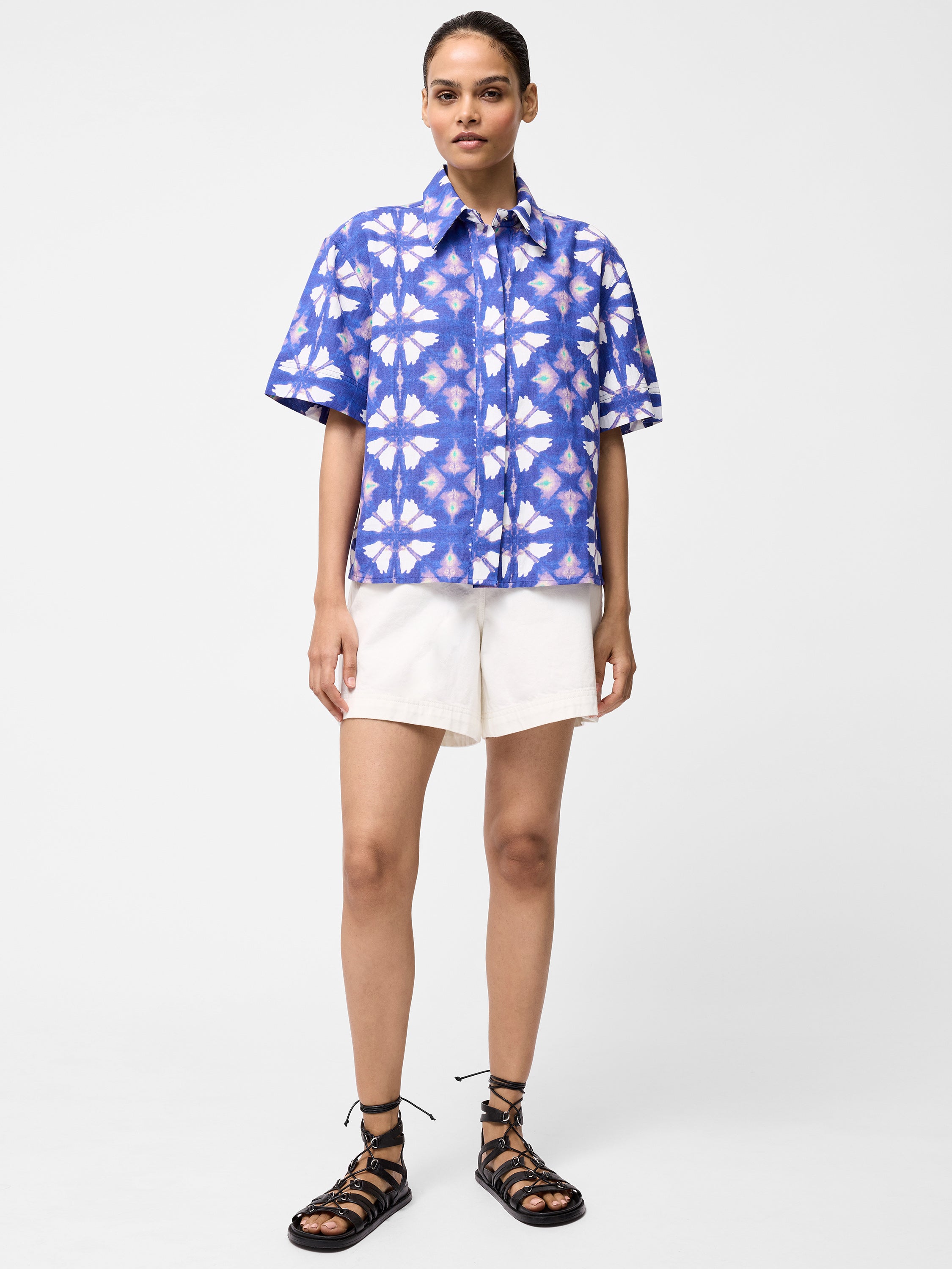 Dory Linen Blend Short Sleeve Shirt Royal Blue | French Connection EU Dory Linen Blend Short Sleeve Shirt Royal Blue | French Connection EU