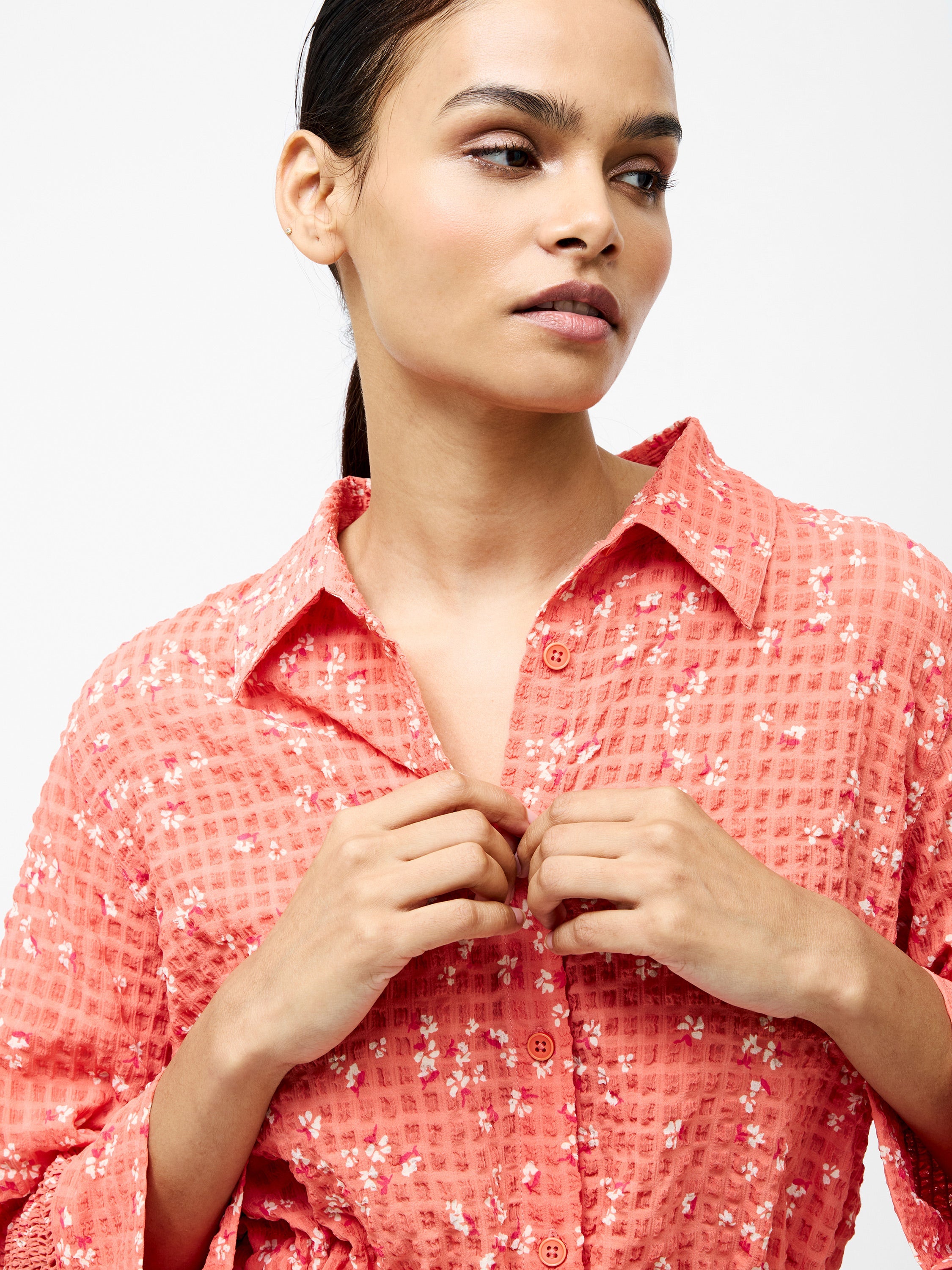 Erin Seersucker Tie Waist Shirt
