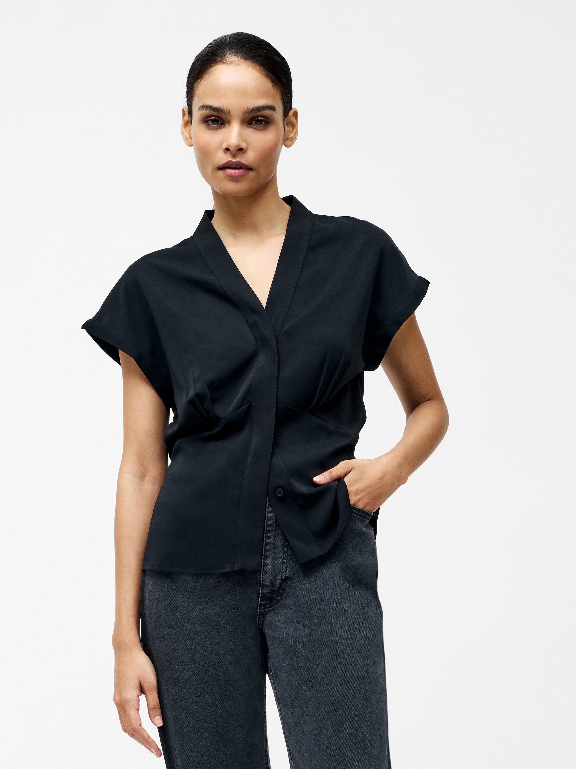 Crepe V Neck Blouse