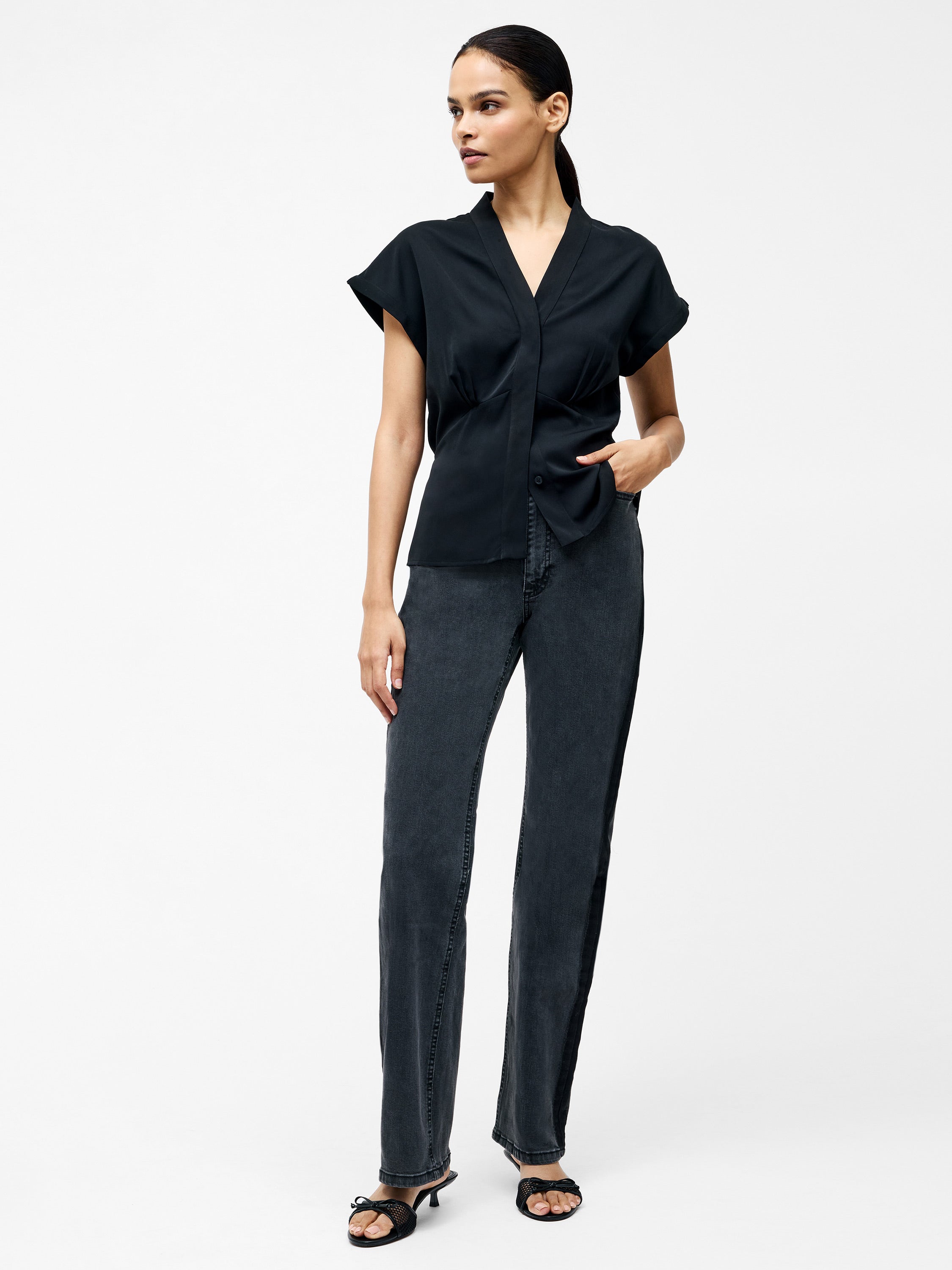 Crepe V Neck Blouse