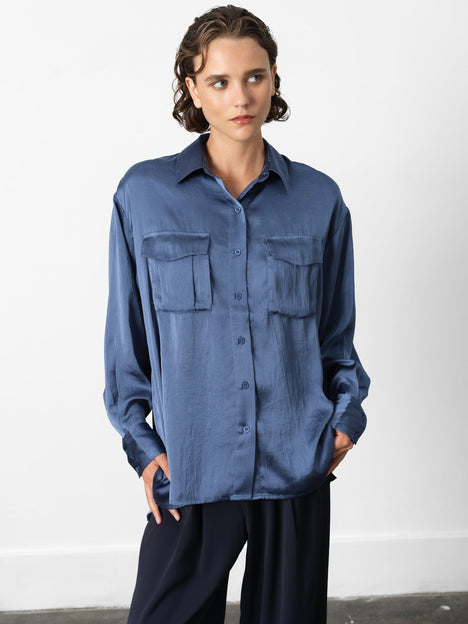 Paloma Satin Long Sleeve Shirt