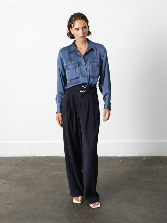 Paloma Satin Long Sleeve Shirt
