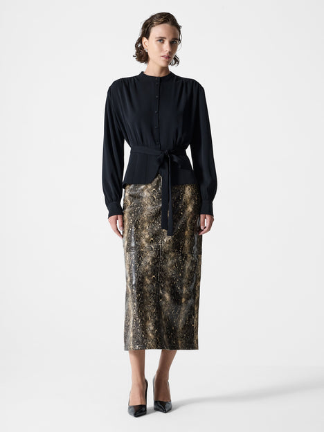 Arezzo Long Sleeve Waist Tie Shirt