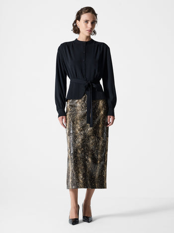 Arezzo Long Sleeve Waist Tie Shirt