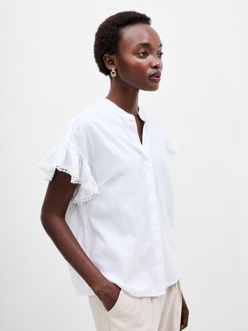 Sindey Cotton Half Placket Trim Detail Shirt
