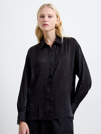 Terry Crinkle Button Down Shirt