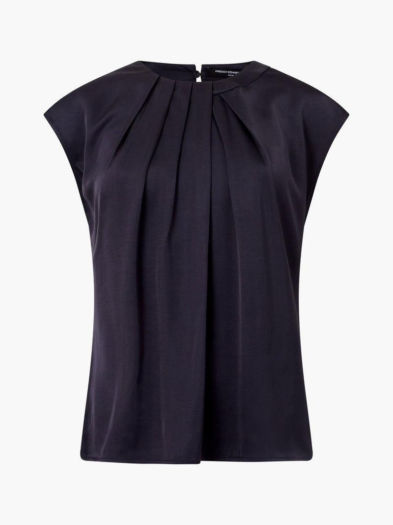 Sera Eco Satin Pleated Sleeveless Blouse