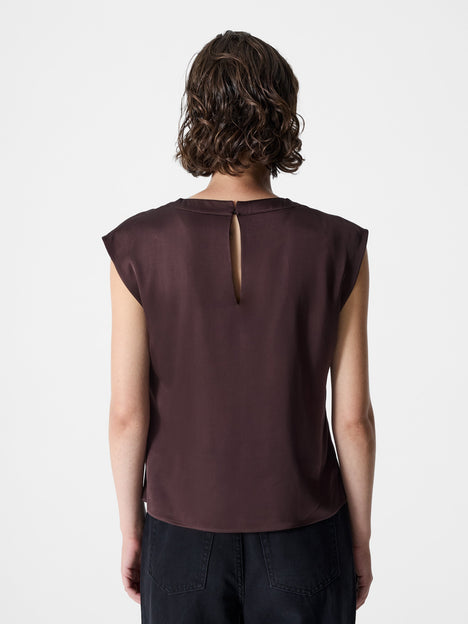 Sera Eco Satin Pleated Sleeveless Blouse