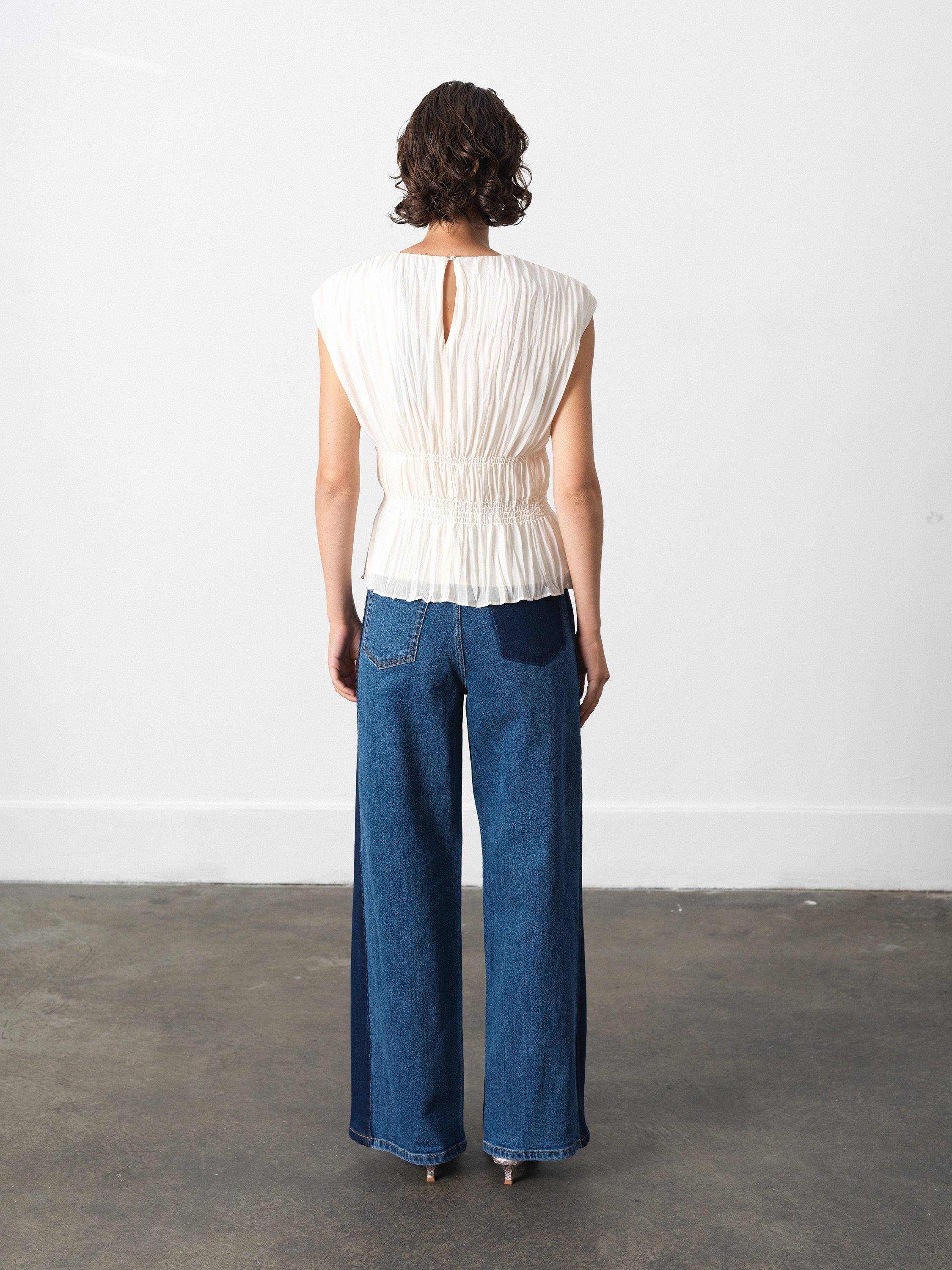 Saylor Pleated Georgette Sleeveless Top