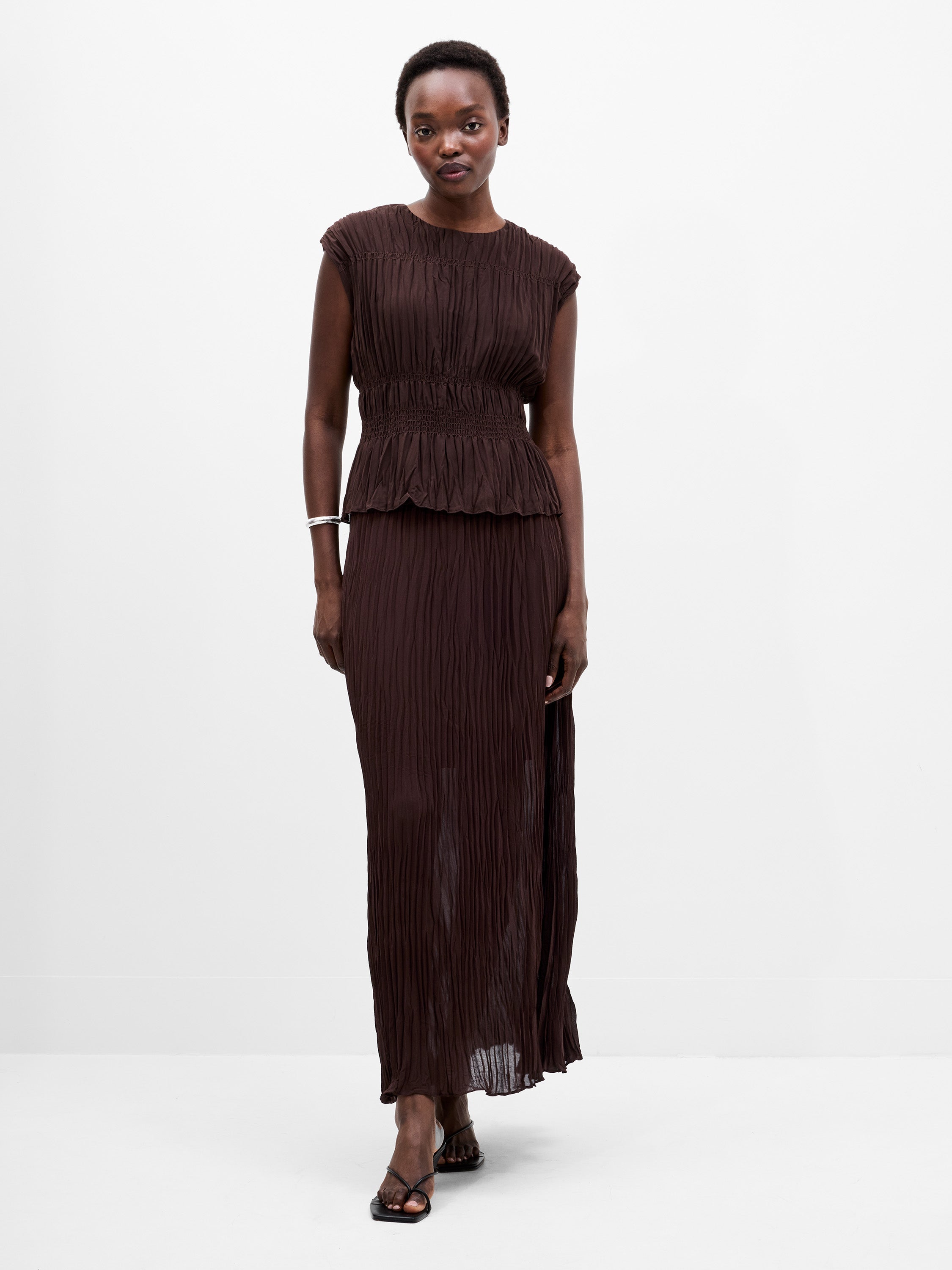 Saylor Pleated Georgette Sleeveless Top