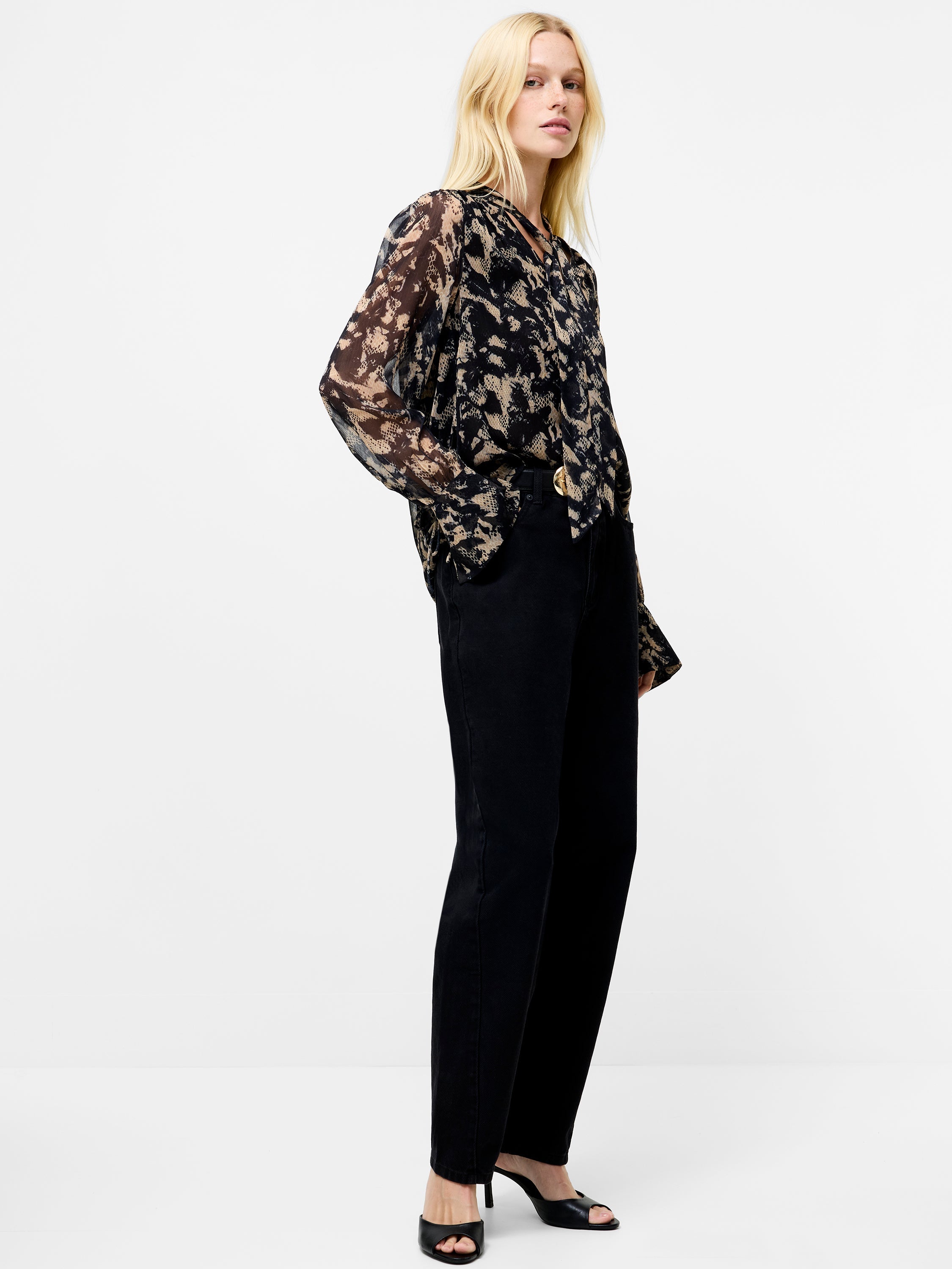 Amelia Hallie Crinkle Tie Neck Blouse