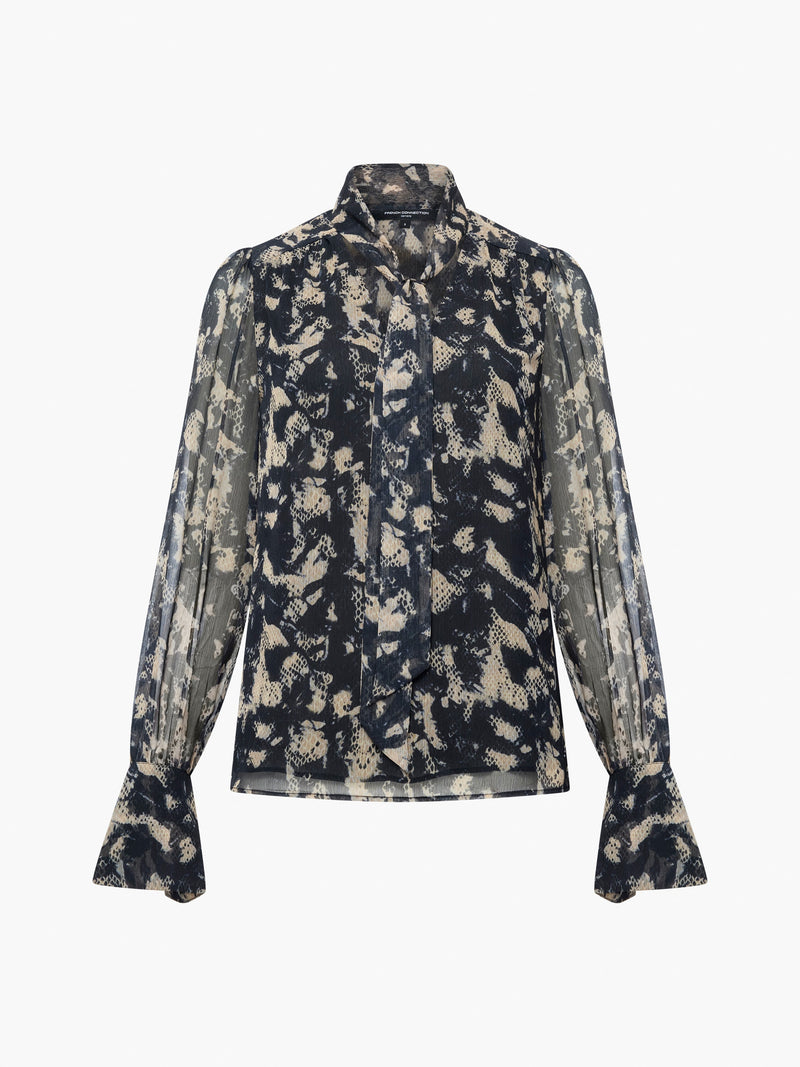 Amelia Hallie Crinkle Tie Neck Blouse