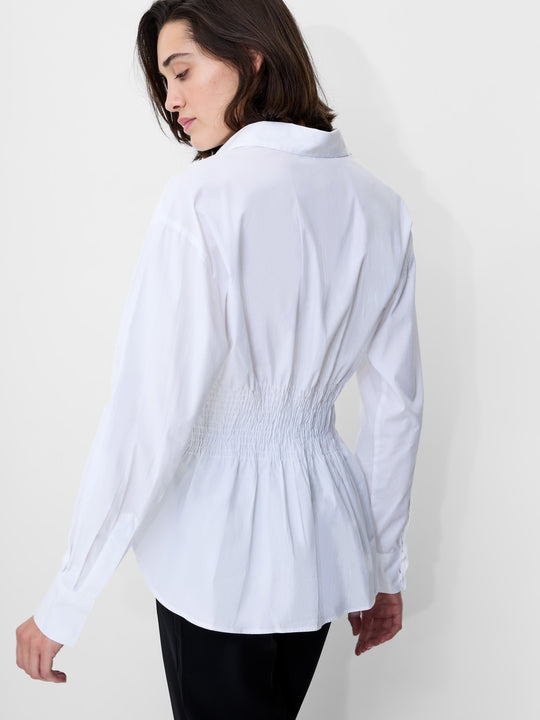 Cambria Cotton Smocked Button Down Shirt