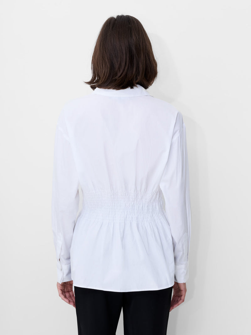 Cambria Cotton Smocked Button Down Shirt