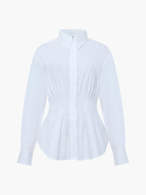 Cambria Cotton Smocked Button Down Shirt