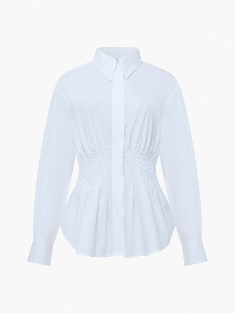 Cambria Cotton Smocked Button Down Shirt