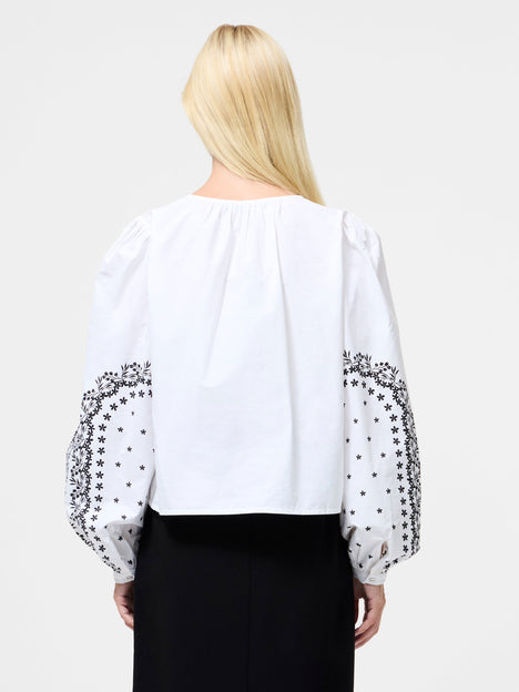 Cambria Cotton Floral Sleeve Tie Up Shirt