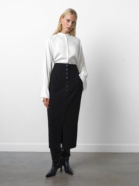 Candice Satin Pearl Trim Shirt