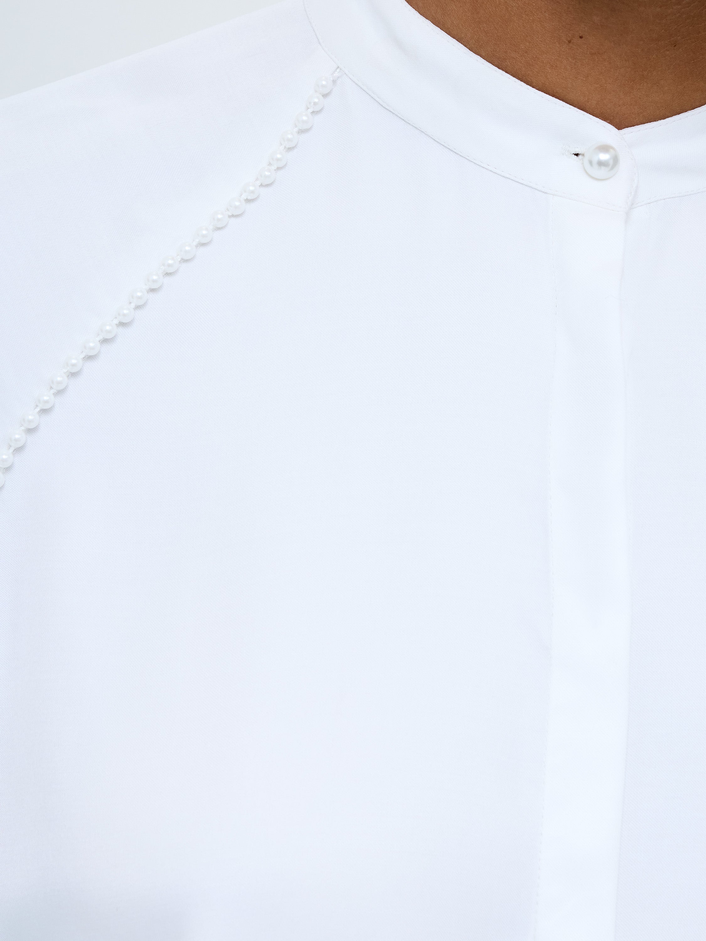 Candice Satin Pearl Trim Shirt