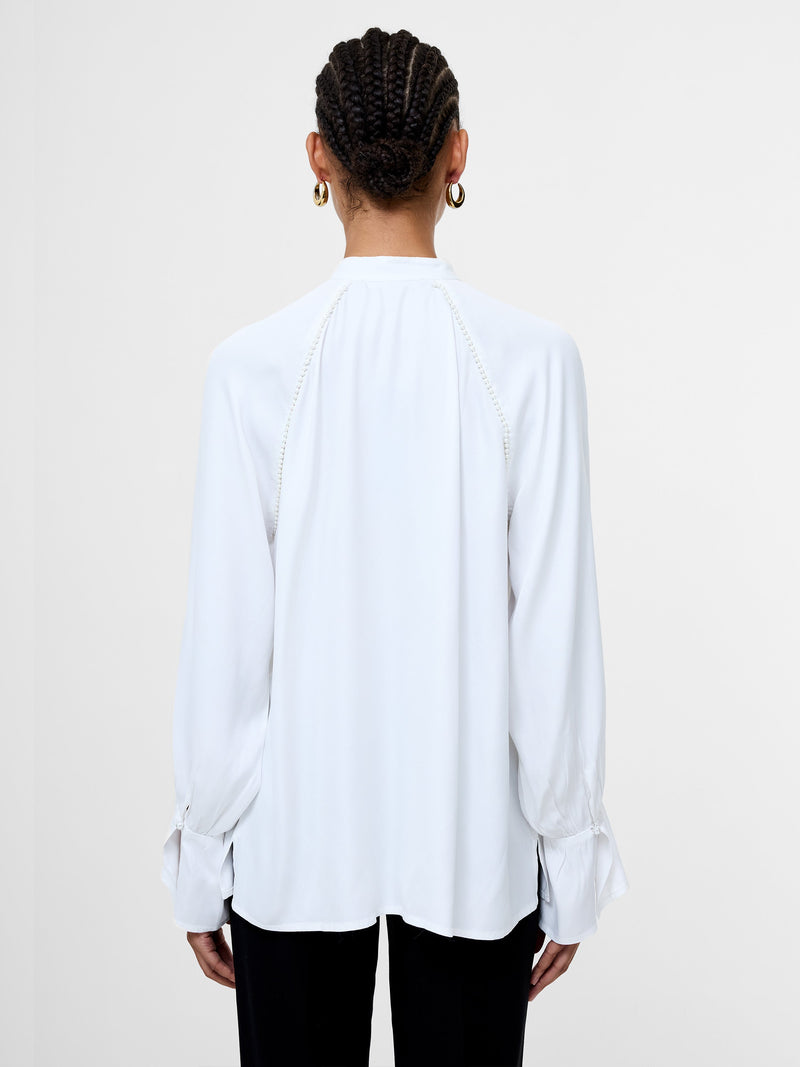 Candice Satin Pearl Trim Shirt