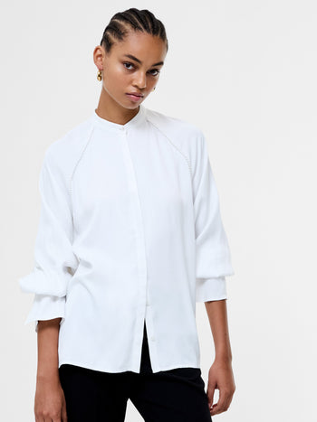 Candice Satin Pearl Trim Shirt