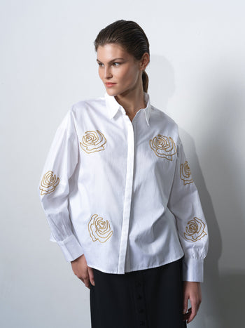 Alexis Cotton Floral Embellished Shirt