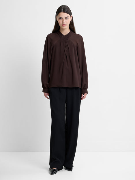 Eden Georgette Long Sleeve Wrap Blouse