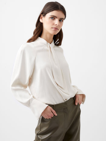 Crepe Tie Neck Blouse
