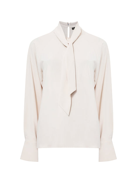 Crepe Tie Neck Blouse