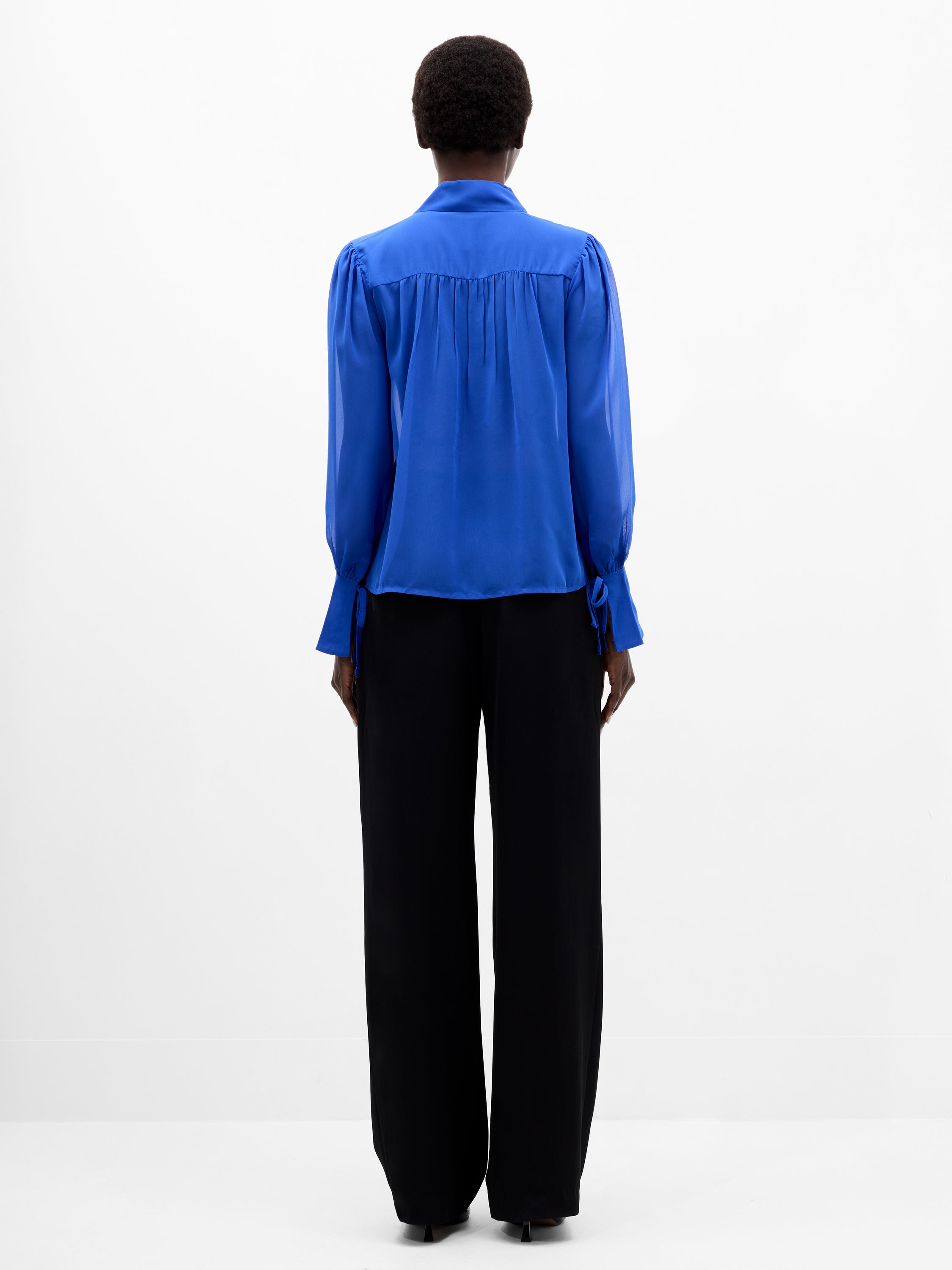 Georgette L/S Tie Nk Blouse Chroma Blue | French Connection EU