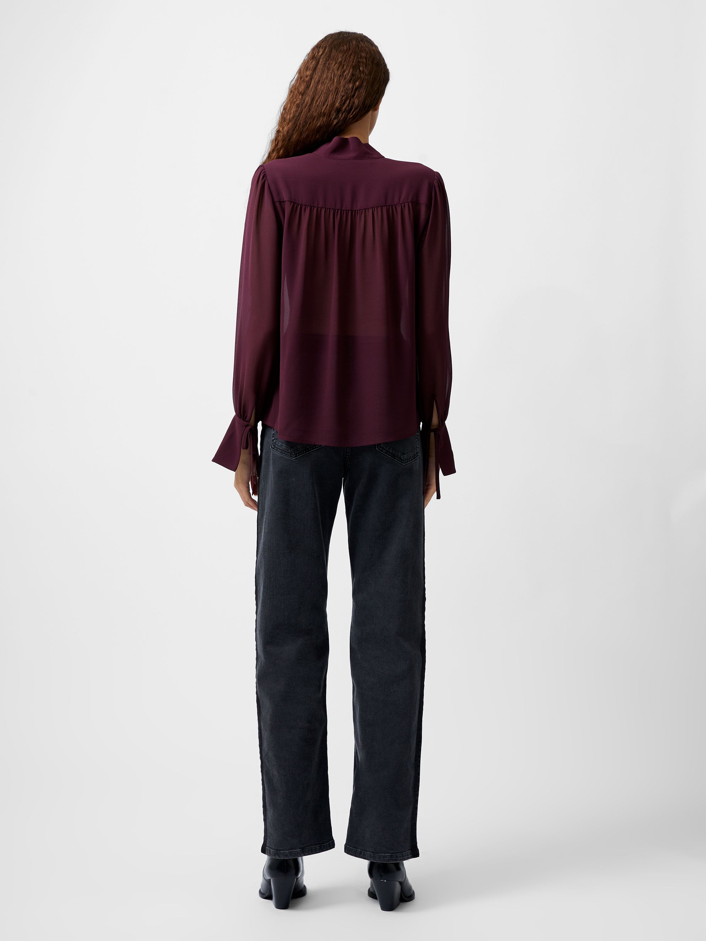 Georgette Long Sleeve Tie Neck Blouse