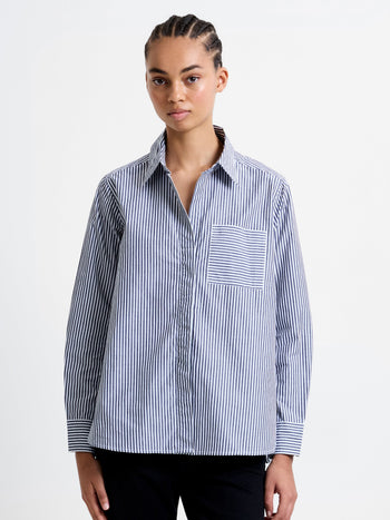 Stripe Buttoned Popover Shirt