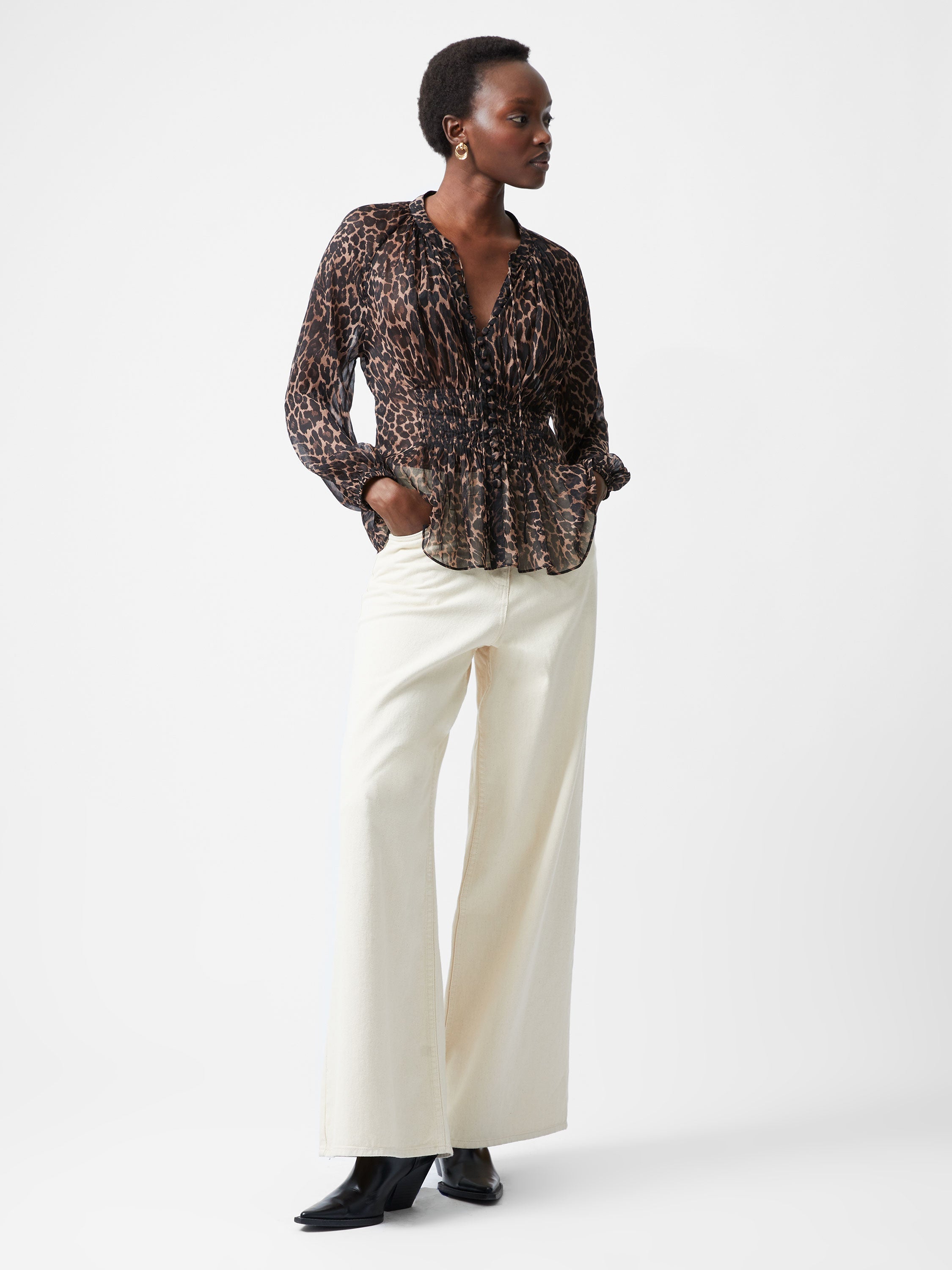 Emina Chiffon Leopard Print Top | French Connection EU